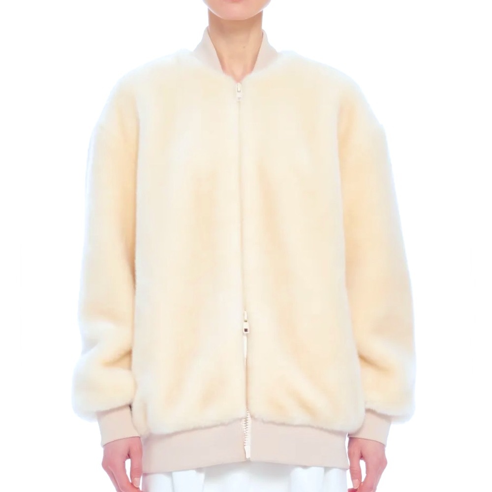 Tibi Faux-Fur Zip-Front Track Jacket